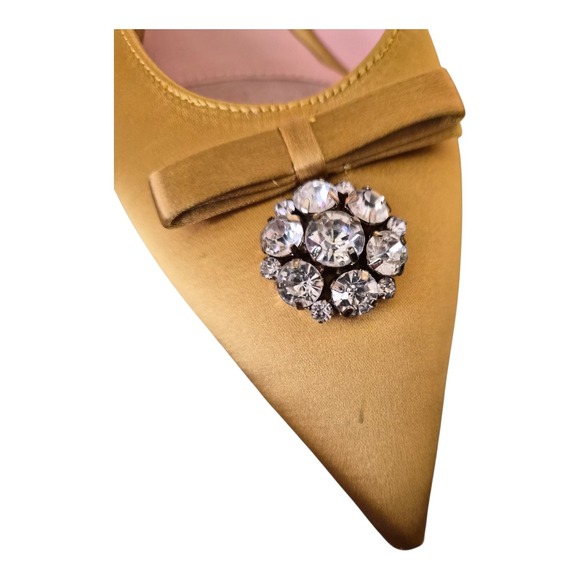 Kate Spade Darlene Satin Mules Roastd Maize Yellow Pointed‎ Toe Size 8 - Picture 3 of 10